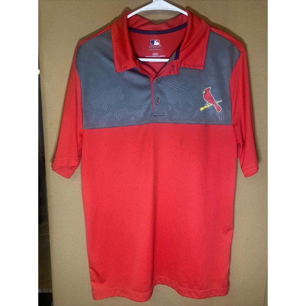 St Louis Cardinals MLB Genuine Merchandise Polo Shirt Men's M Medium Red Gray‎